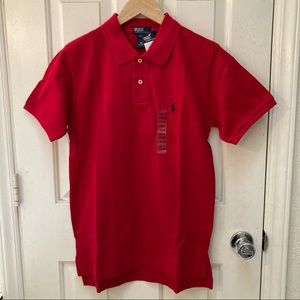 Red Ralph Lauren Boys Iconic Mesh Polo Shirt - L / large, NWT